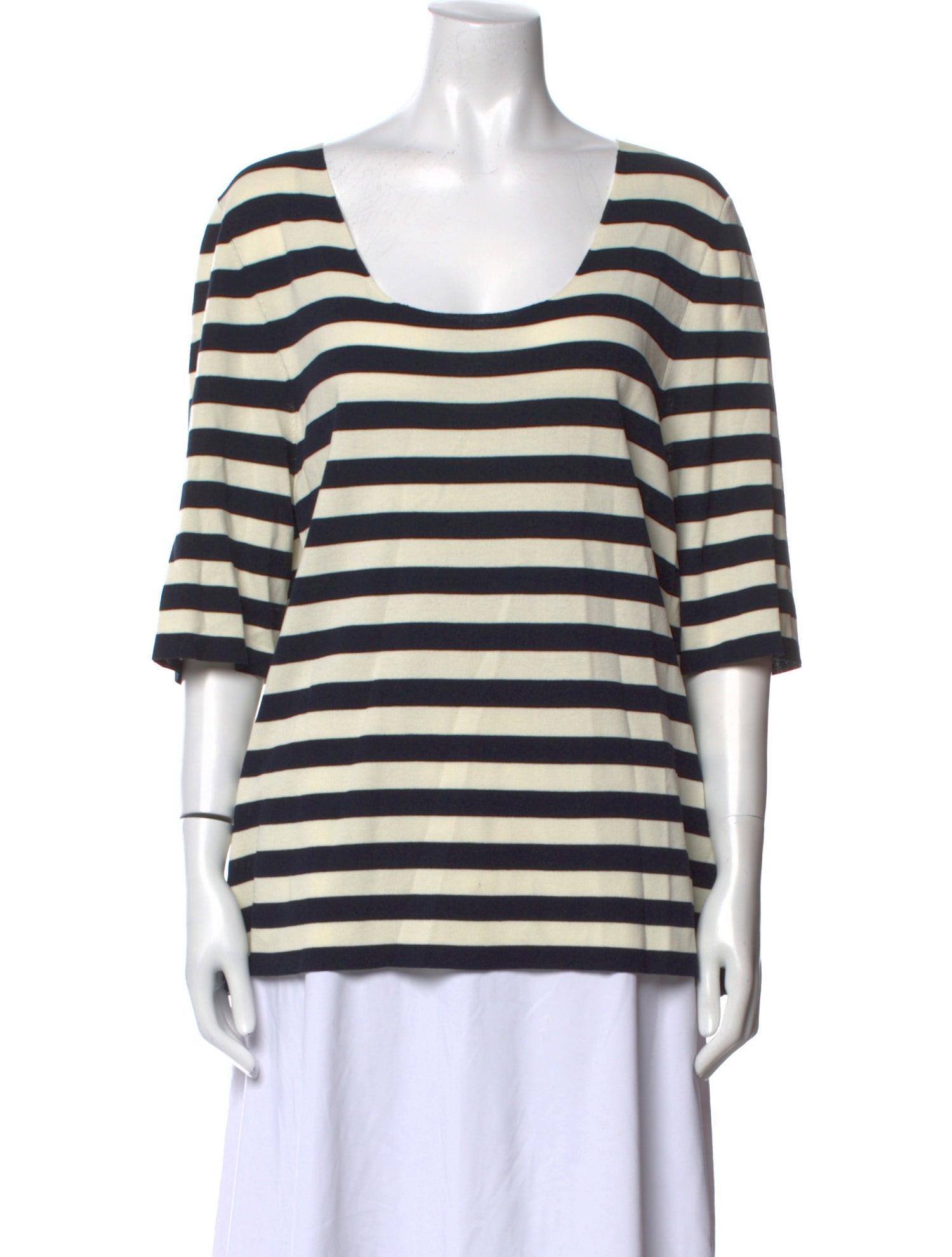 Marina Rinaldi Striped Scoop Neck T-Shirt