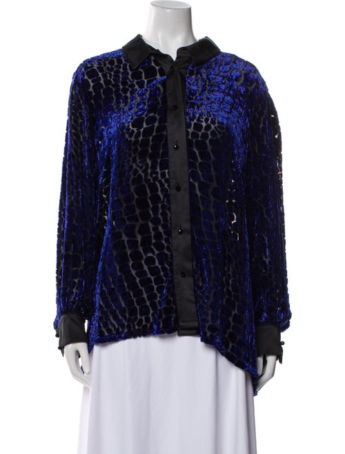 Marina Rinaldi Animal Print Long Sleeve Button-Up Top