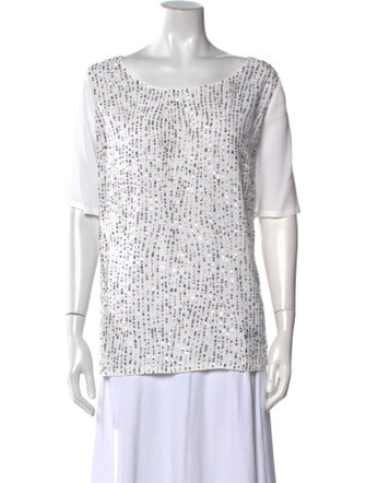 Marina Rinaldi Printed Bateau Neckline T-Shirt