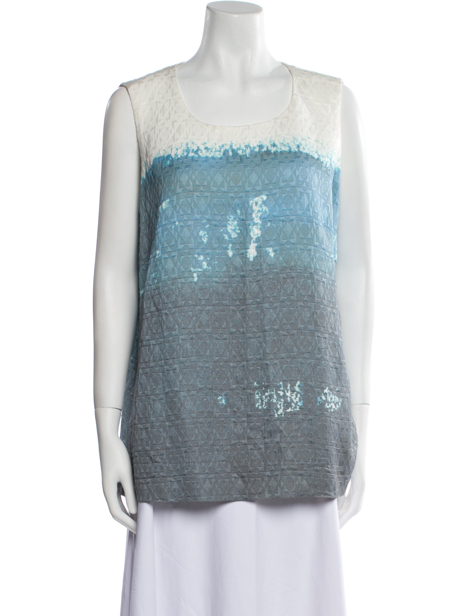 Marina Rinaldi Colorblock Pattern Scoop Neck Top