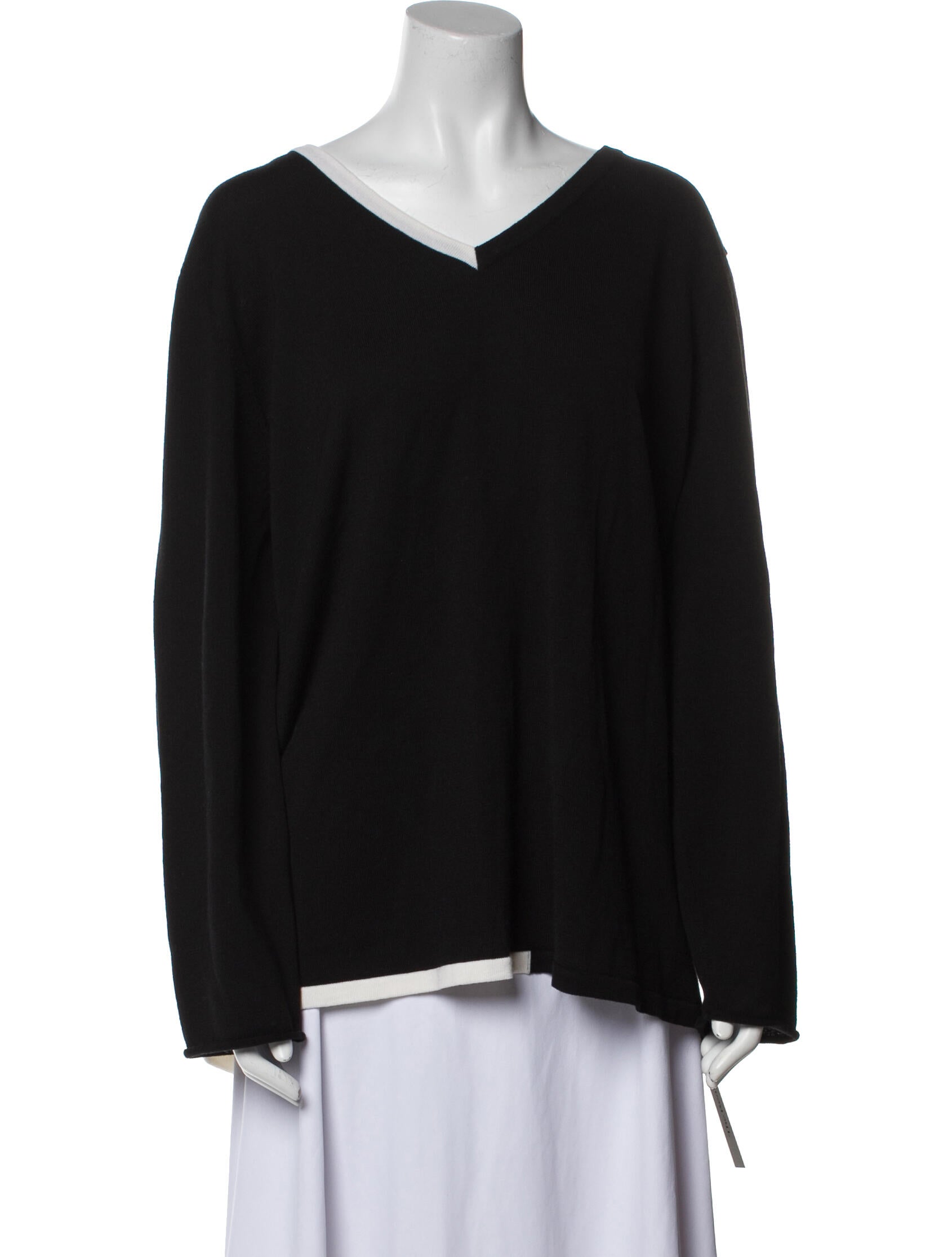 Marina Rinaldi Virgin Wool V-Neck Sweatshirt