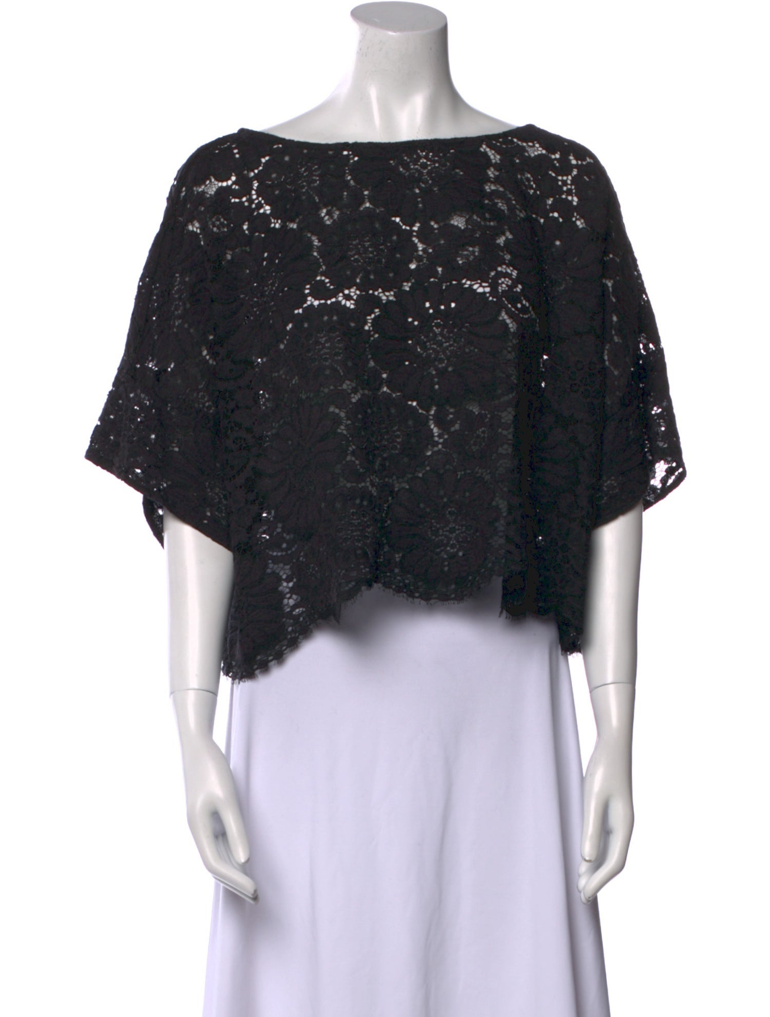 Marina Rinaldi Lace Pattern Bateau Neckline Crop Top