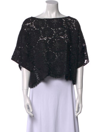 Marina Rinaldi Lace Pattern Bateau Neckline Crop Top
