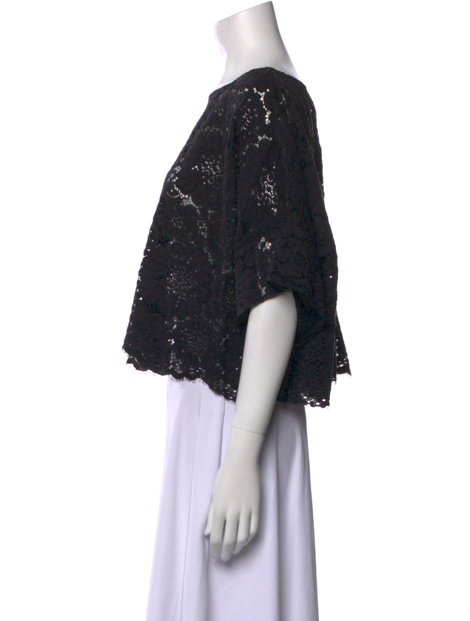 Marina Rinaldi Lace Pattern Bateau Neckline Crop Top