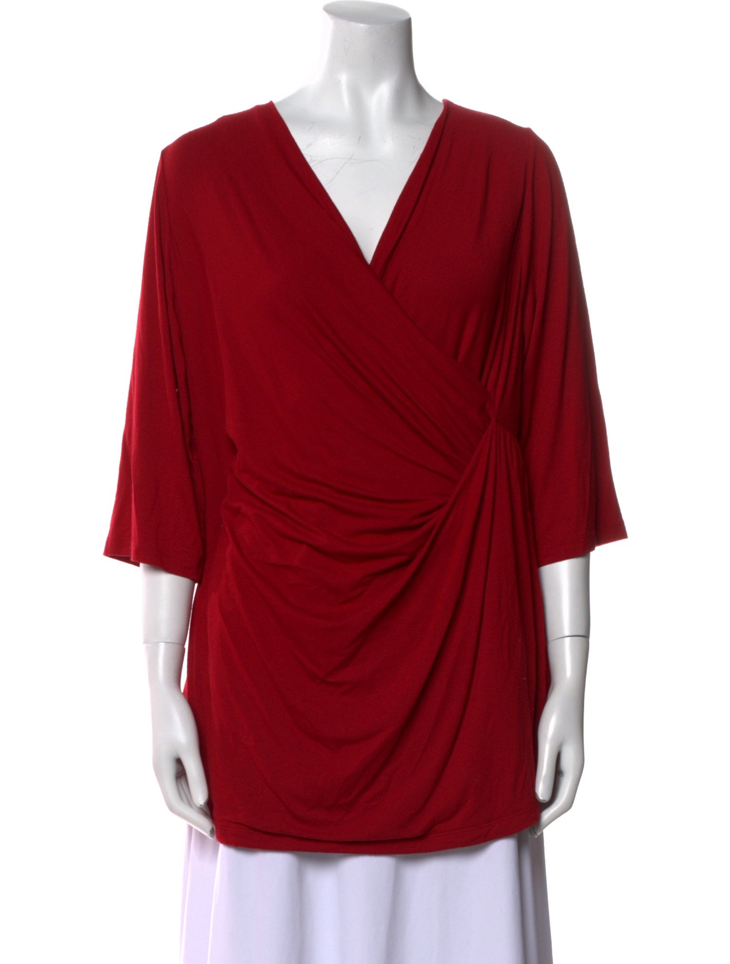 Marina Rinaldi V-Neck Three-Quarter Sleeve Blouse