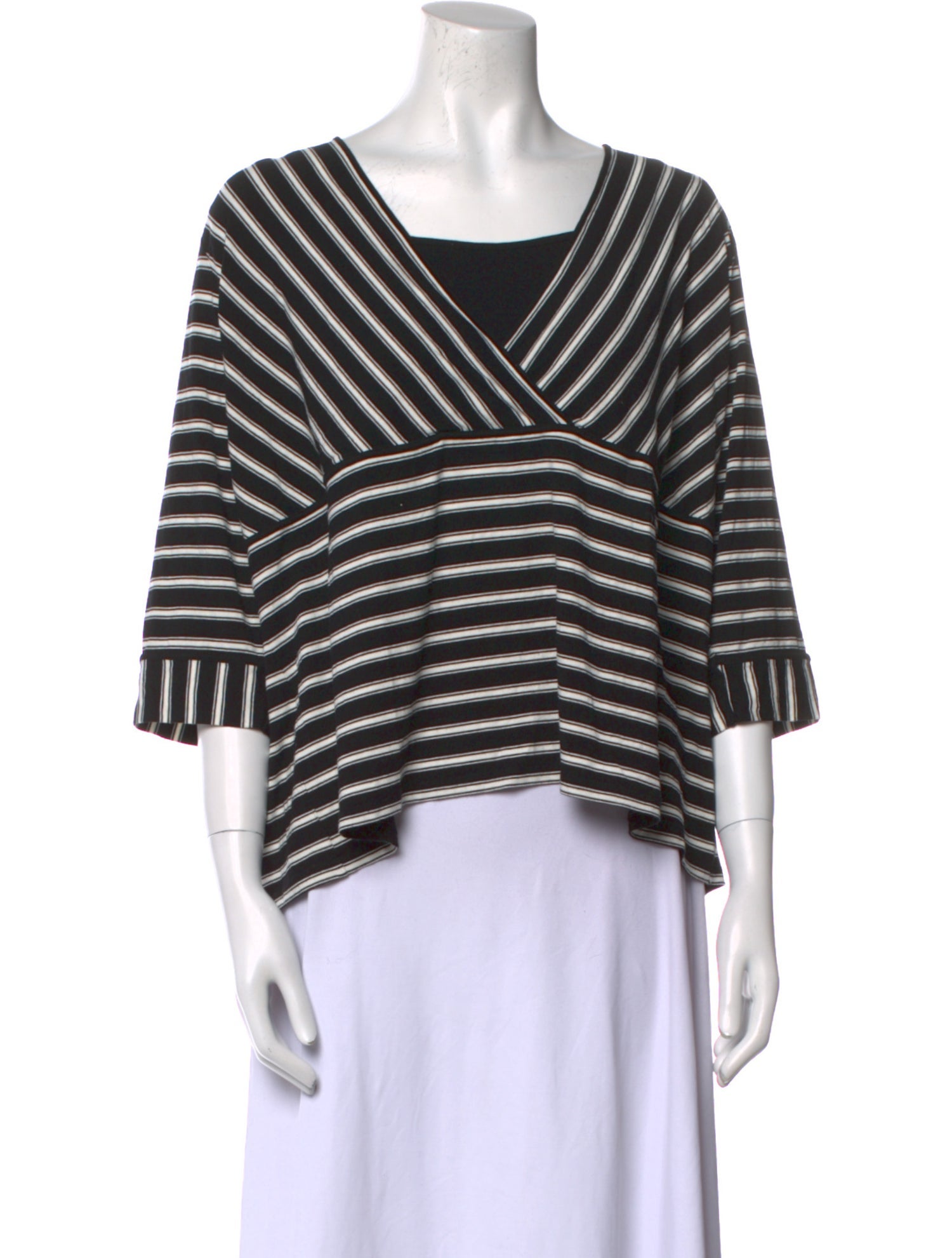 Marina Rinaldi Striped Square Neckline Crop Top