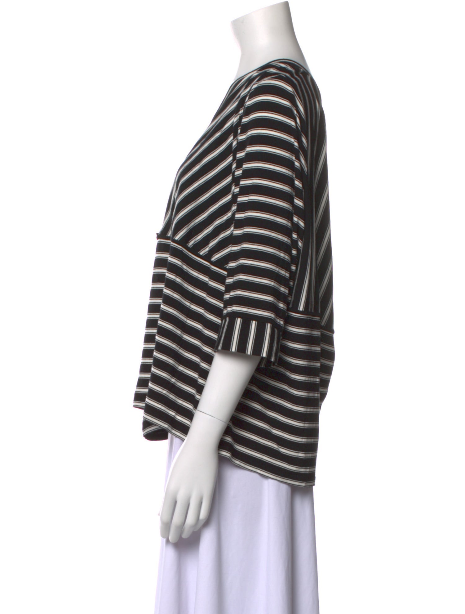 Marina Rinaldi Striped Square Neckline Crop Top