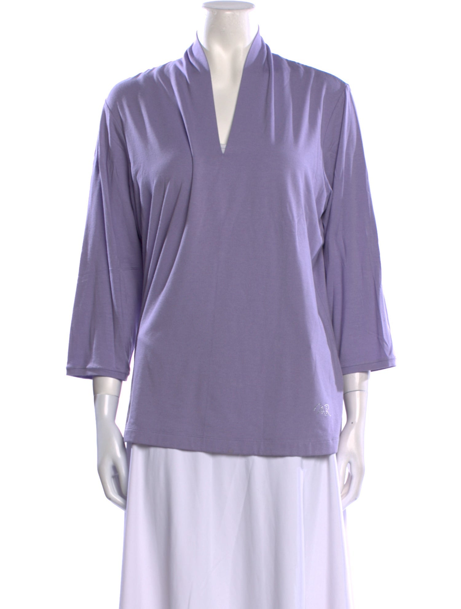 Marina Rinaldi V-Neck Three-Quarter Sleeve Blouse