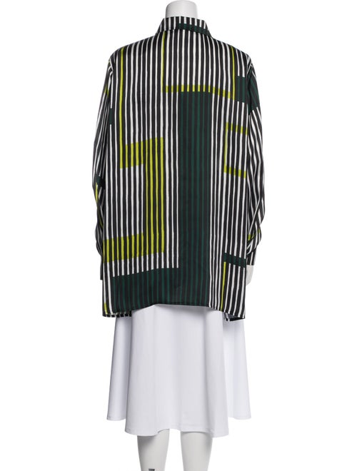 Marina Rinaldi Striped Long Sleeve Button-Up Top