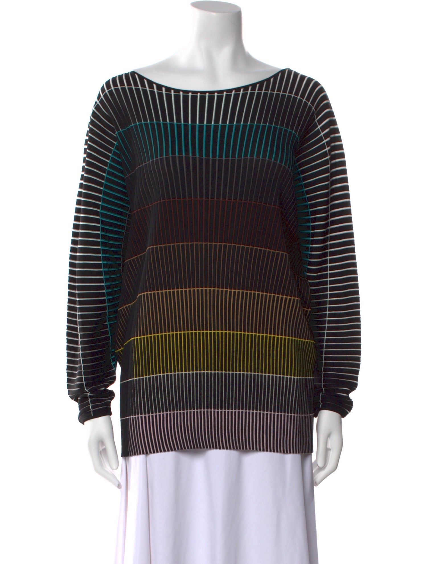 Marina Rinaldi Striped Bateau Neckline Top w/ Tags