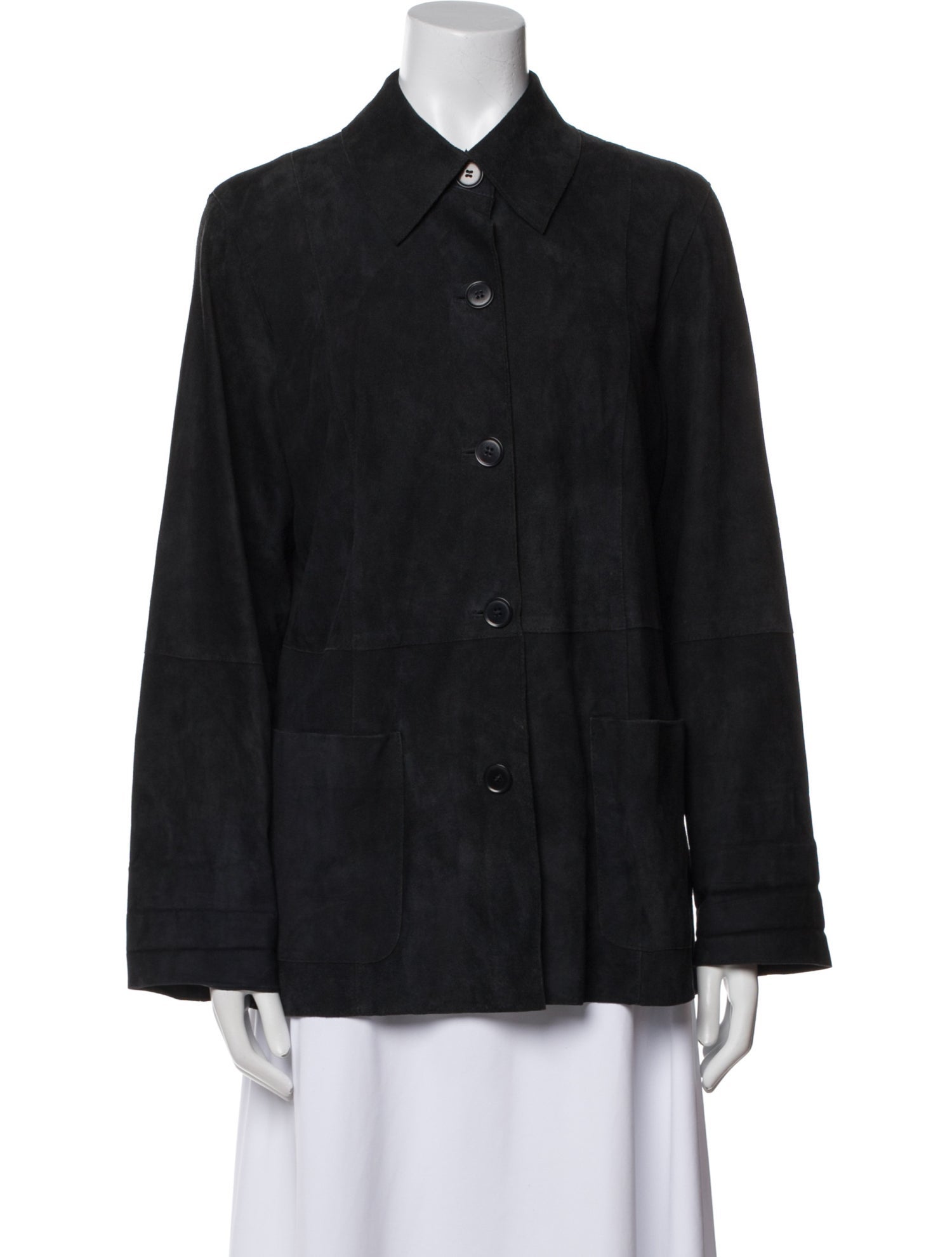 Marina Rinaldi Leather Plaid Print Jacket