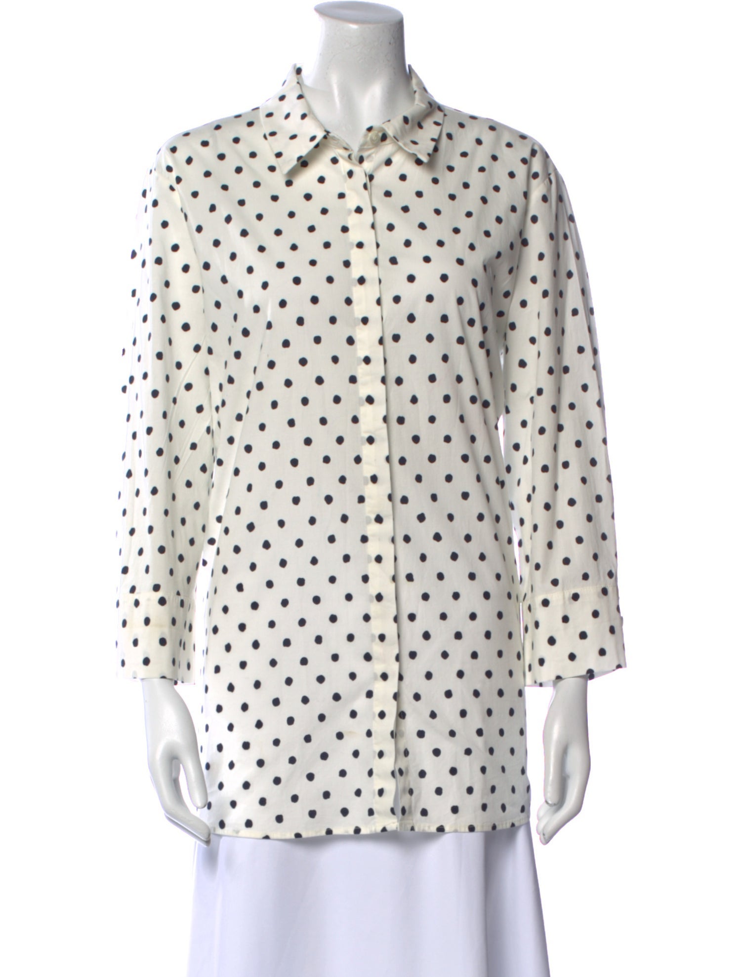 Marina Rinaldi Polka Dot Print Long Sleeve Button-Up Top