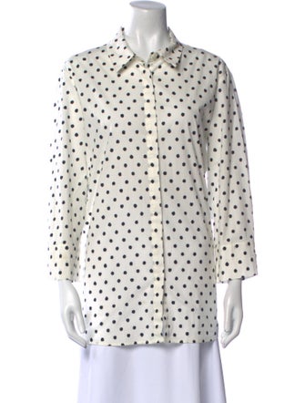 Marina Rinaldi Polka Dot Print Long Sleeve Button-Up Top
