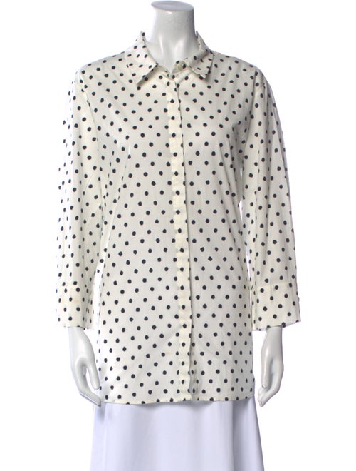 Marina Rinaldi Polka Dot Print Long Sleeve Button-Up Top