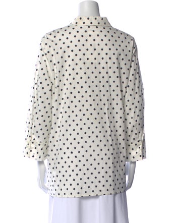 Marina Rinaldi Polka Dot Print Long Sleeve Button-Up Top