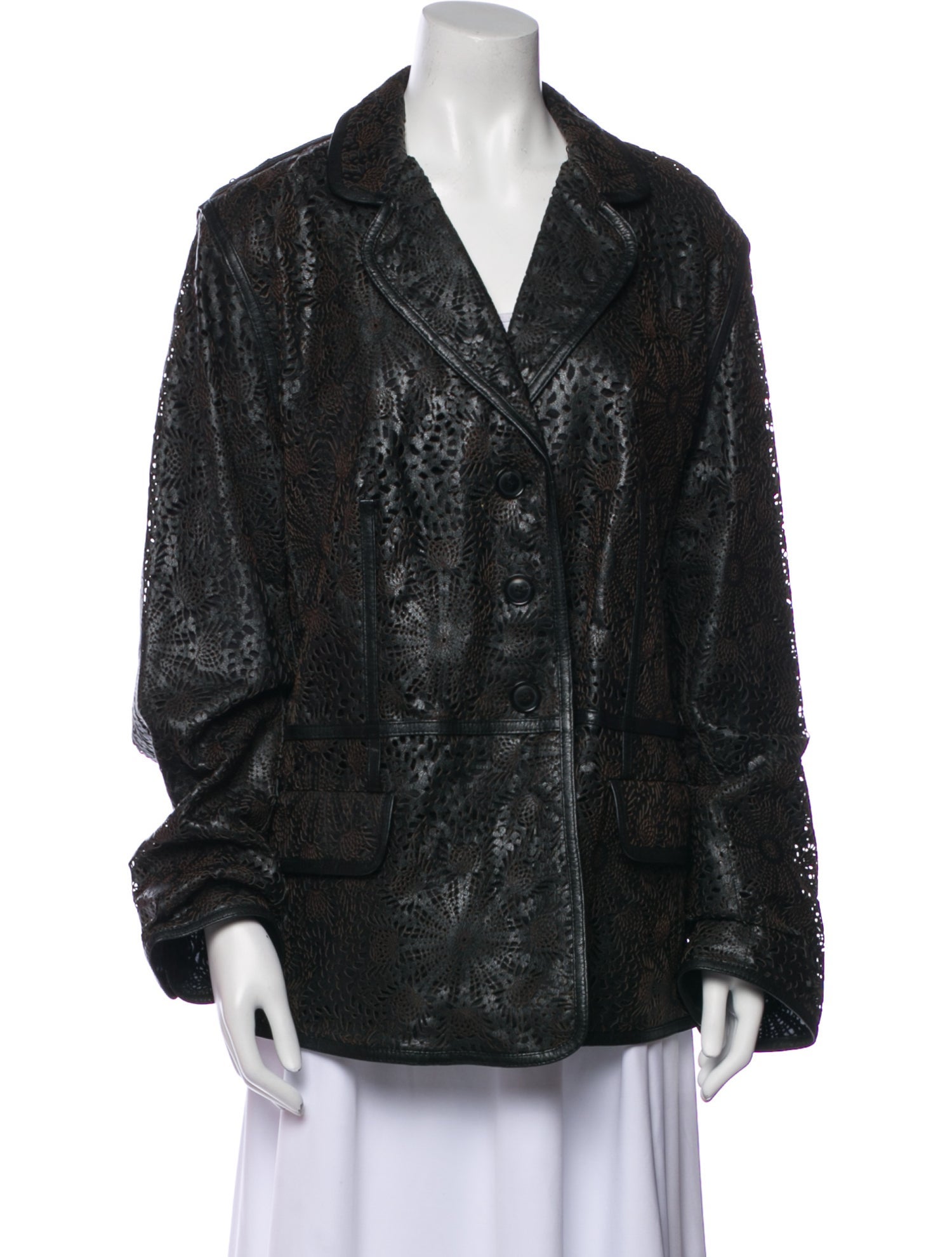 Marina Rinaldi Goat Leather Printed Blazer