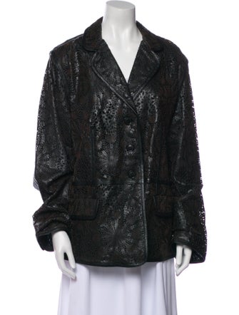 Marina Rinaldi Goat Leather Printed Blazer