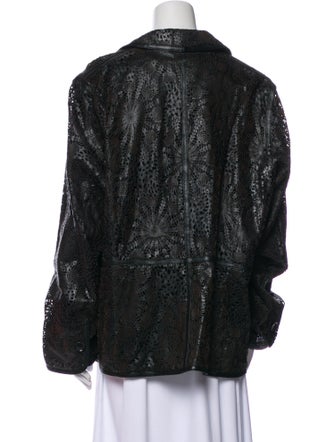 Marina Rinaldi Goat Leather Printed Blazer