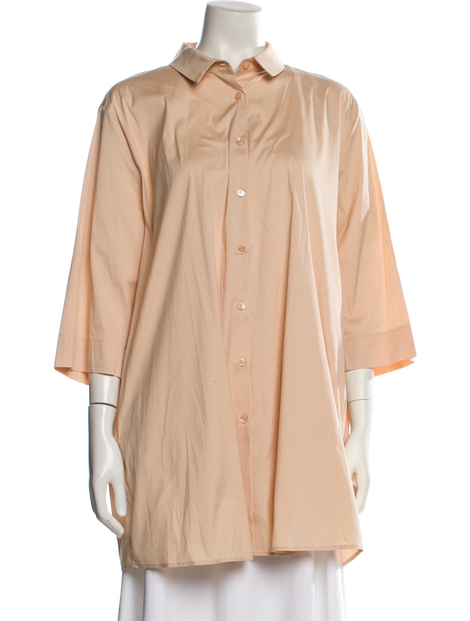 Marina Rinaldi Three-Quarter Sleeve Button-Up Top