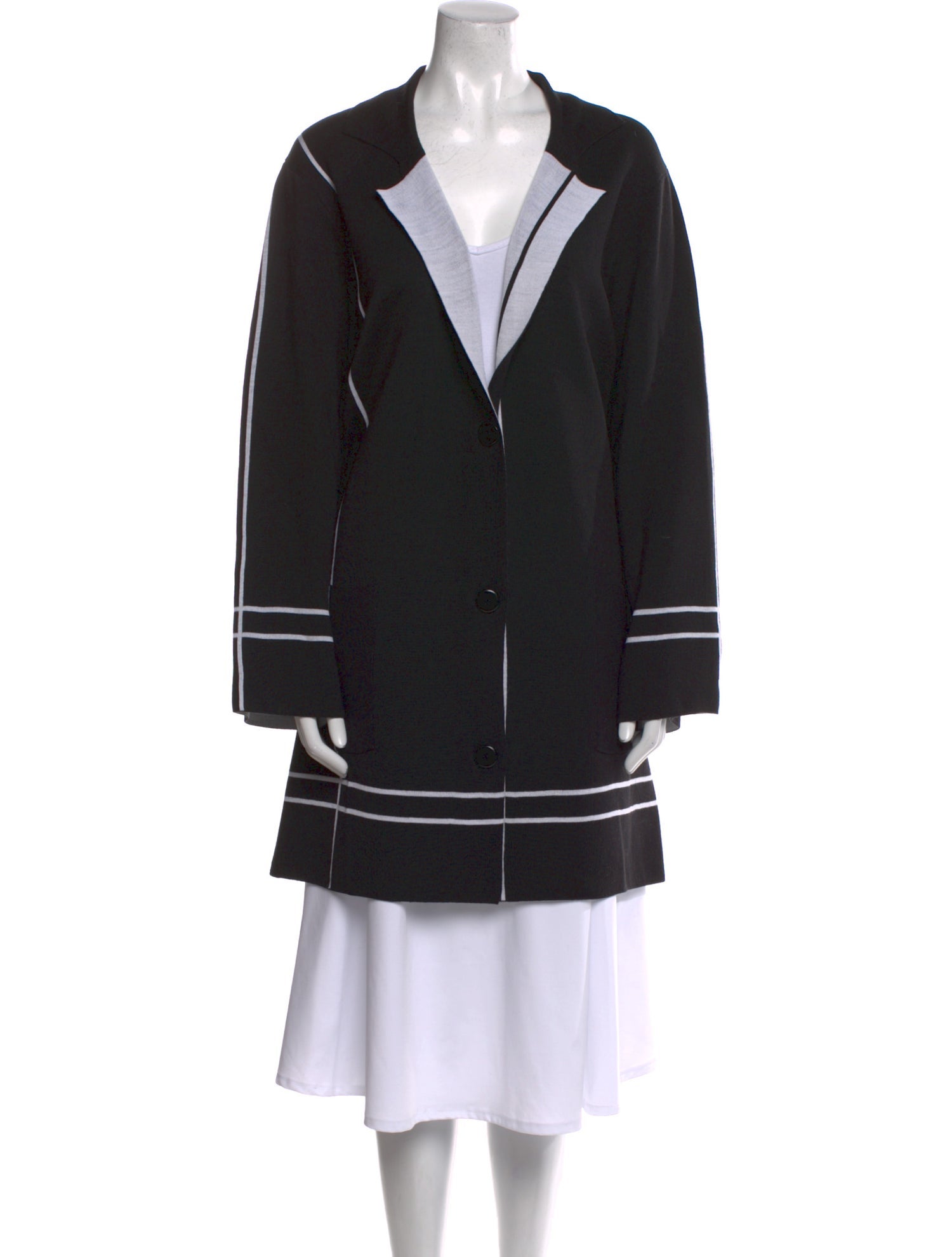 Marina Rinaldi Colorblock Pattern V-Neck Sweater