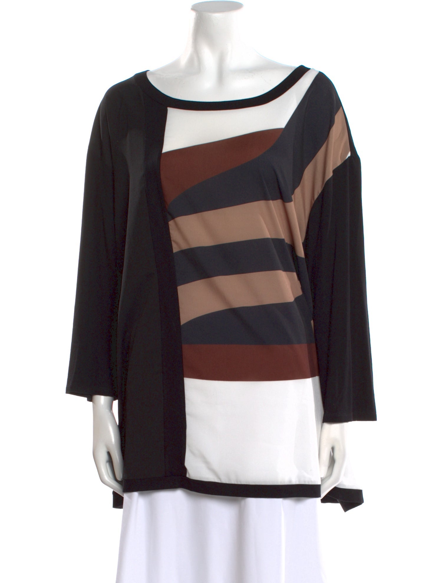 Marina Rinaldi Striped Scoop Neck Tunic