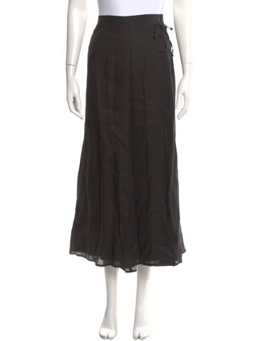 Pre-owned Marina Rinaldi Linen Midi Length Skirt In Black