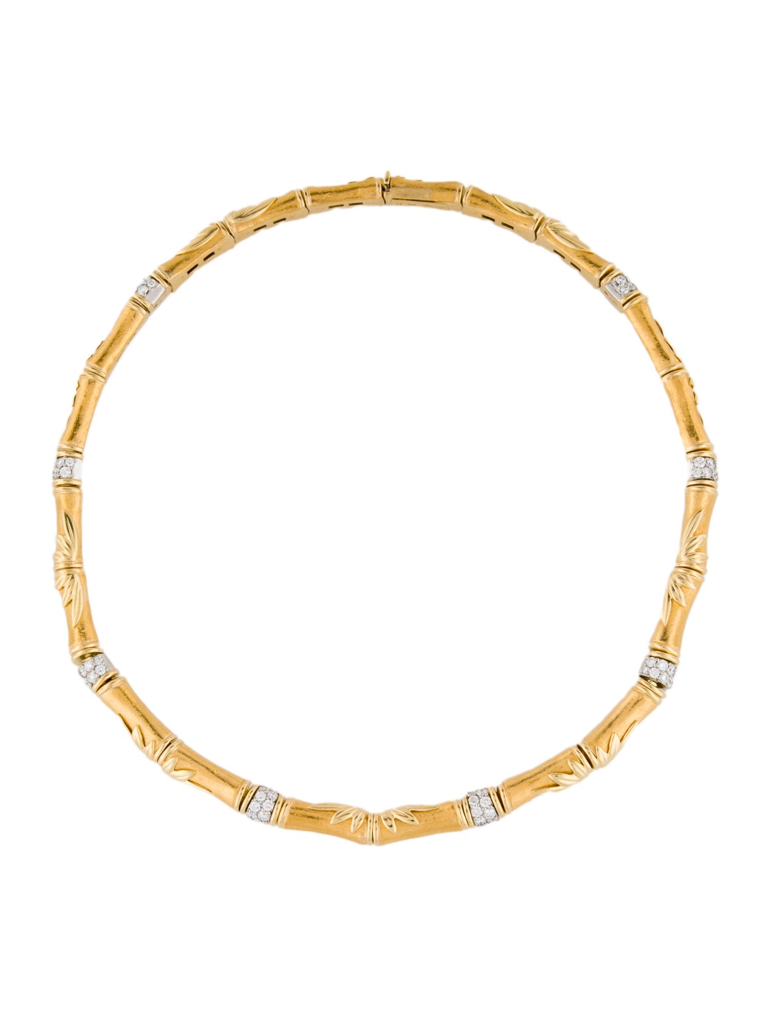 Mark Patterson 18K 3.18ctw Diamond Bamboo Link Necklace