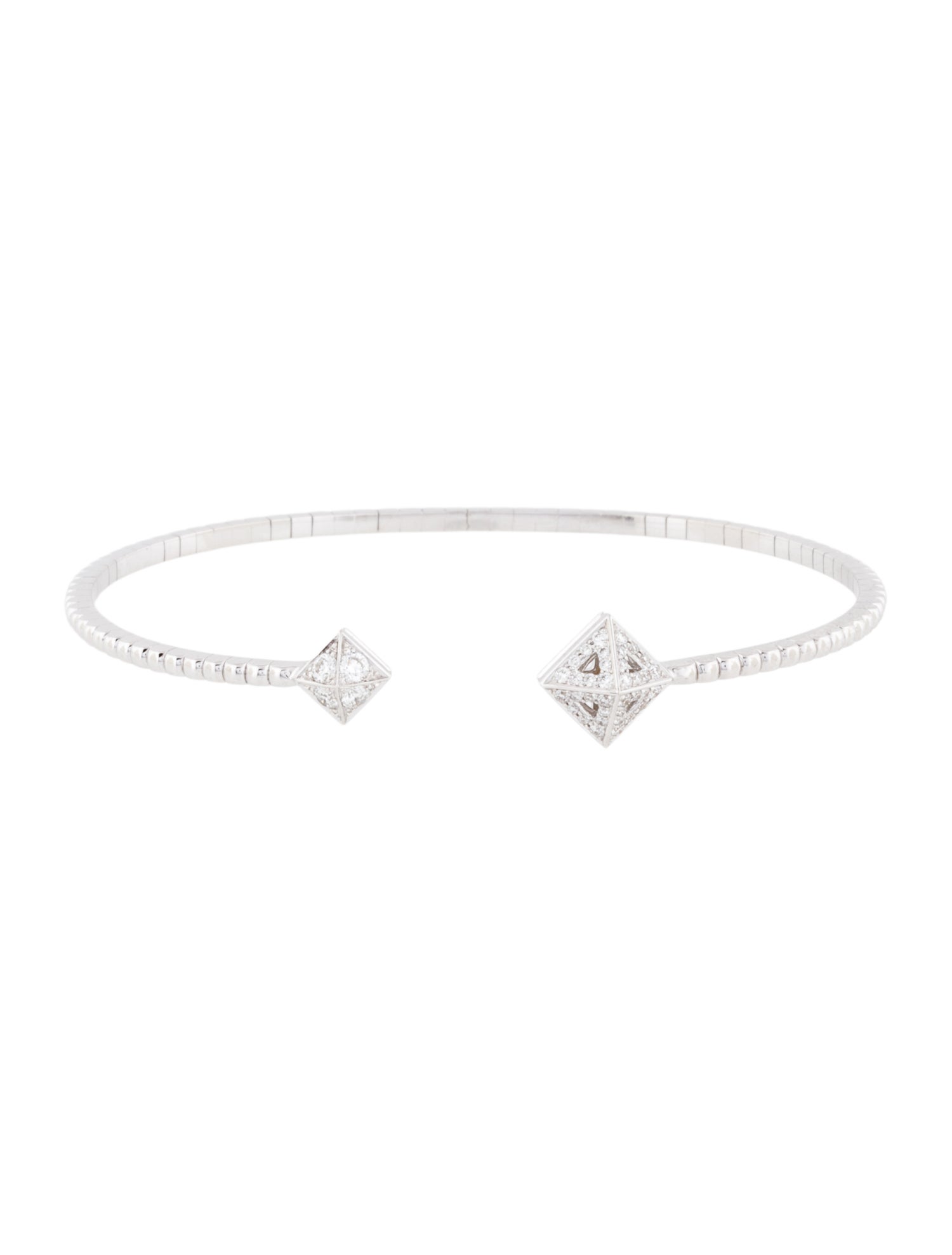Marli 18K Diamond Cleo Pyramid Open Cuff Bracelet