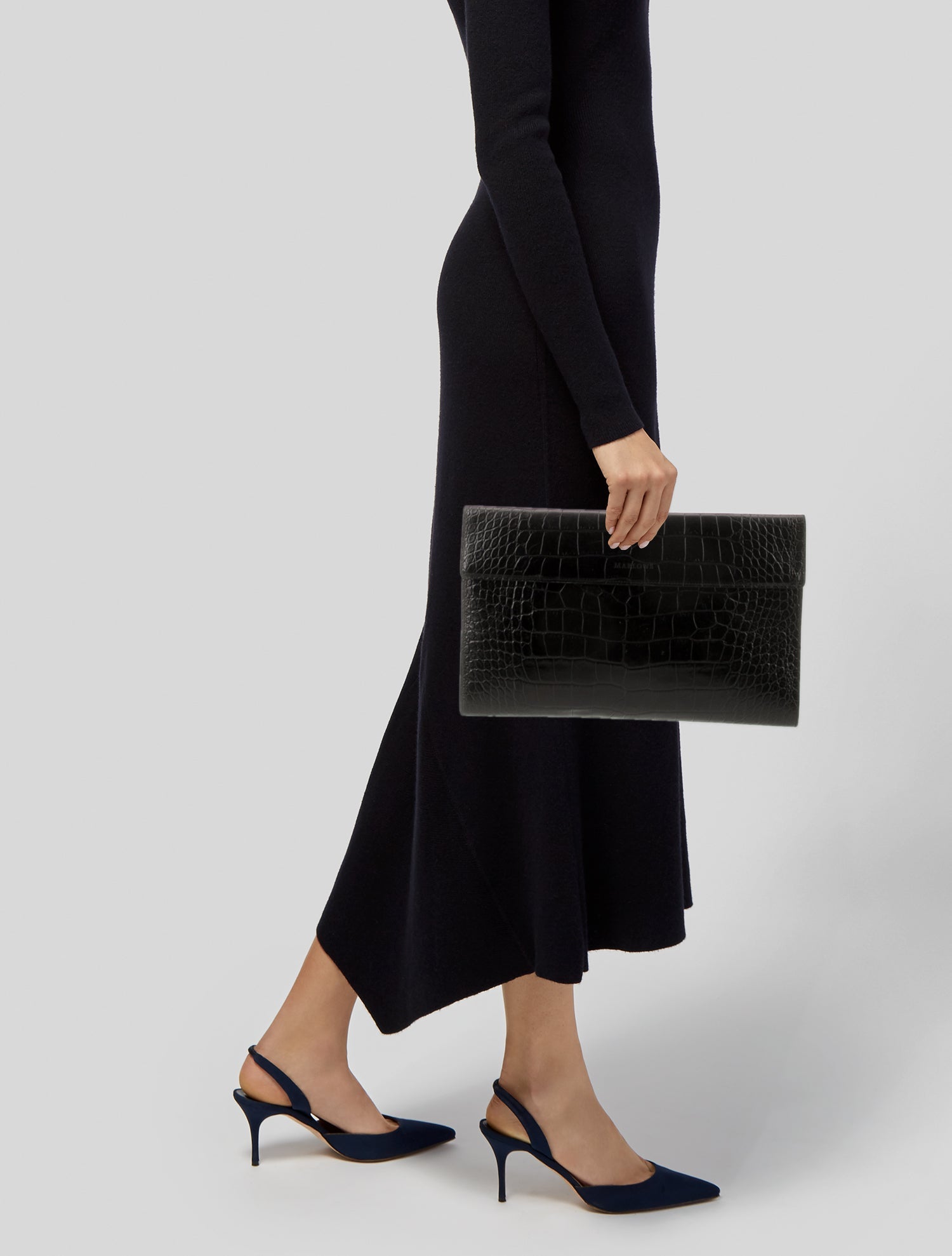 Marlowe Embossed Leather Clutch