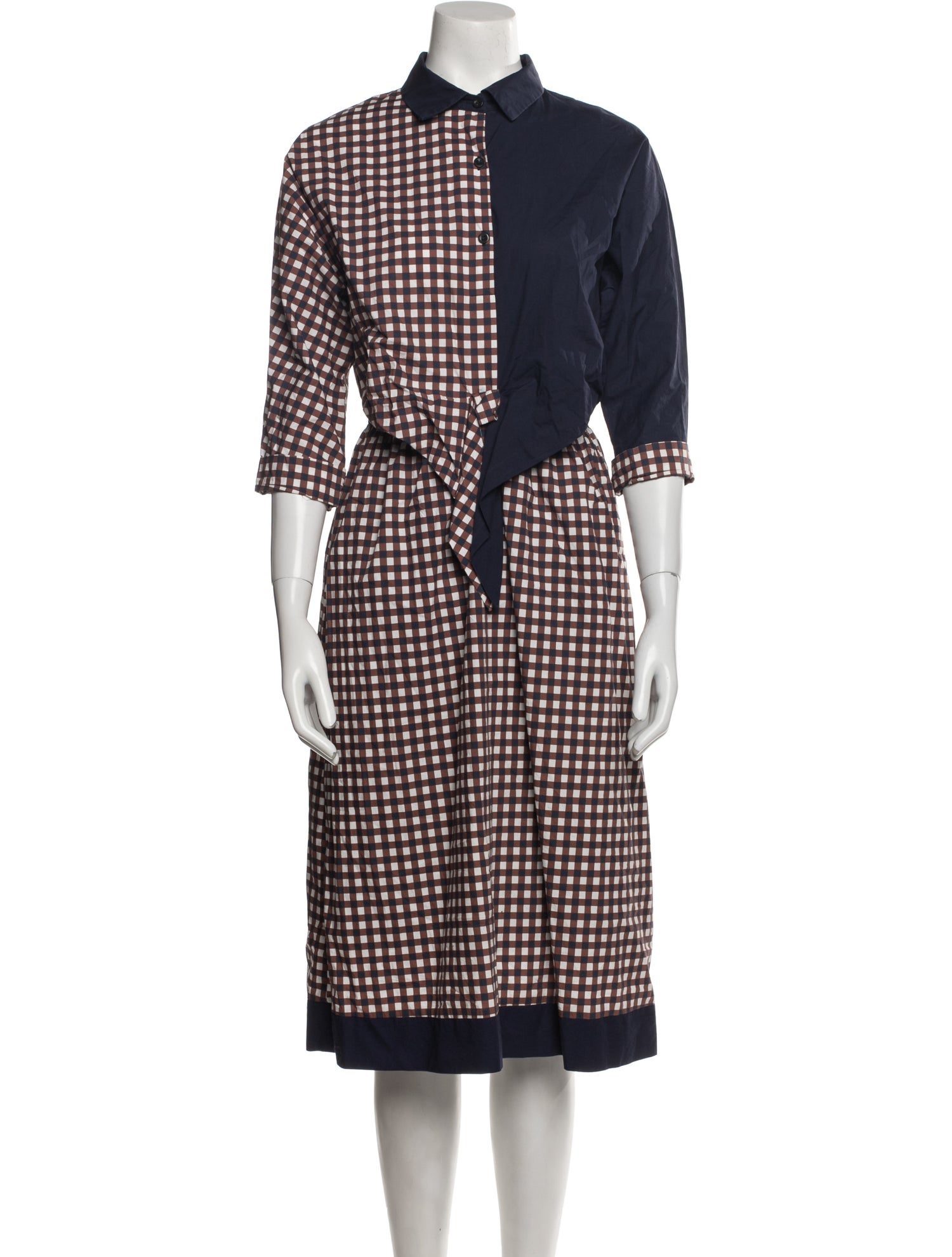 Marlowe Plaid Print Midi Length Dress