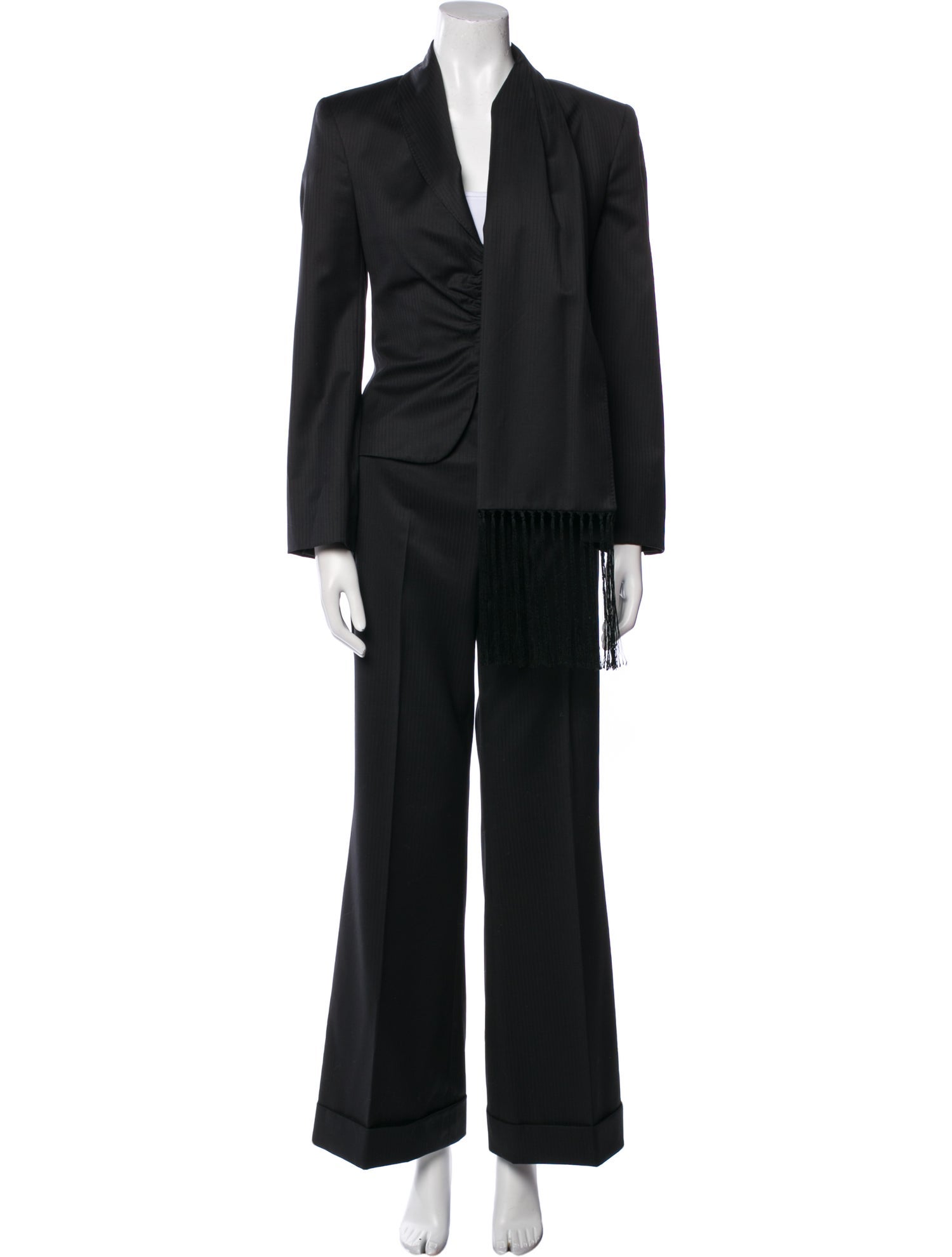 Marlowe Wool Fringe Trim Accent Pantsuit