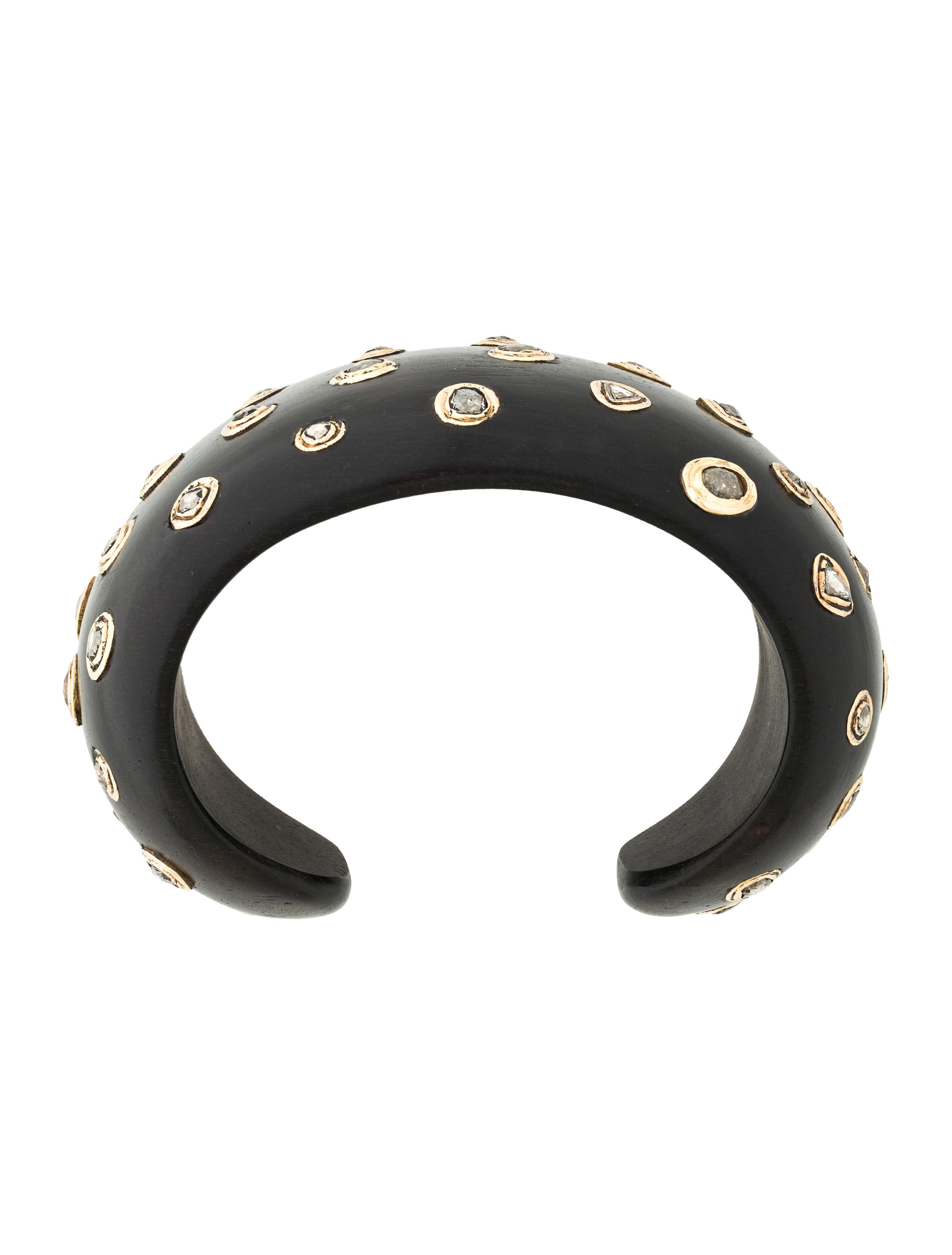 Martha O'Brien 18K Diamond Studded Wood Cuff