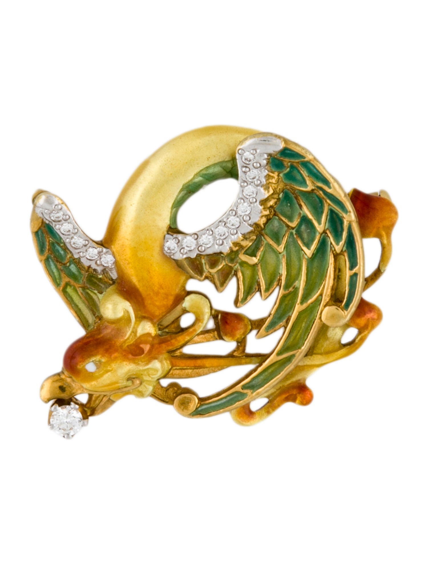 Masriera Diamond Fire Dragon Pendant Brooch