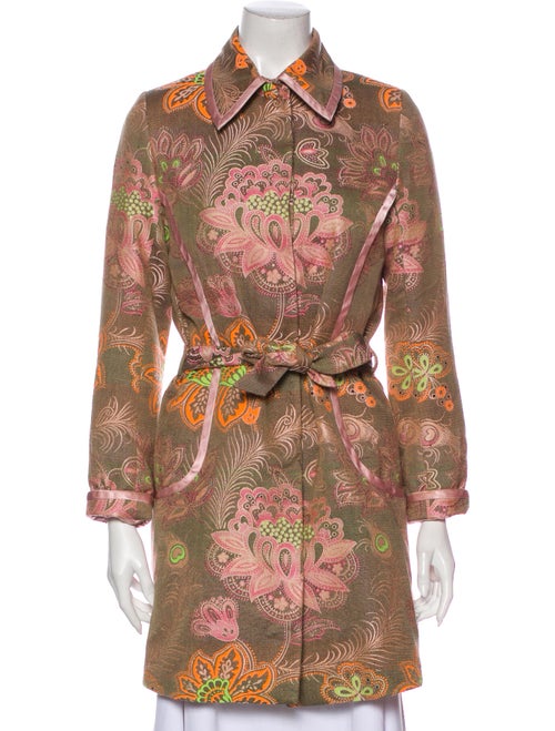 Matthew Williamson Floral Print Trench Coat Pink