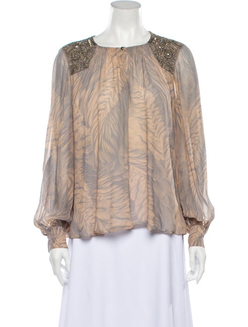 Matthew Williamson Silk Printed Blouse Grey