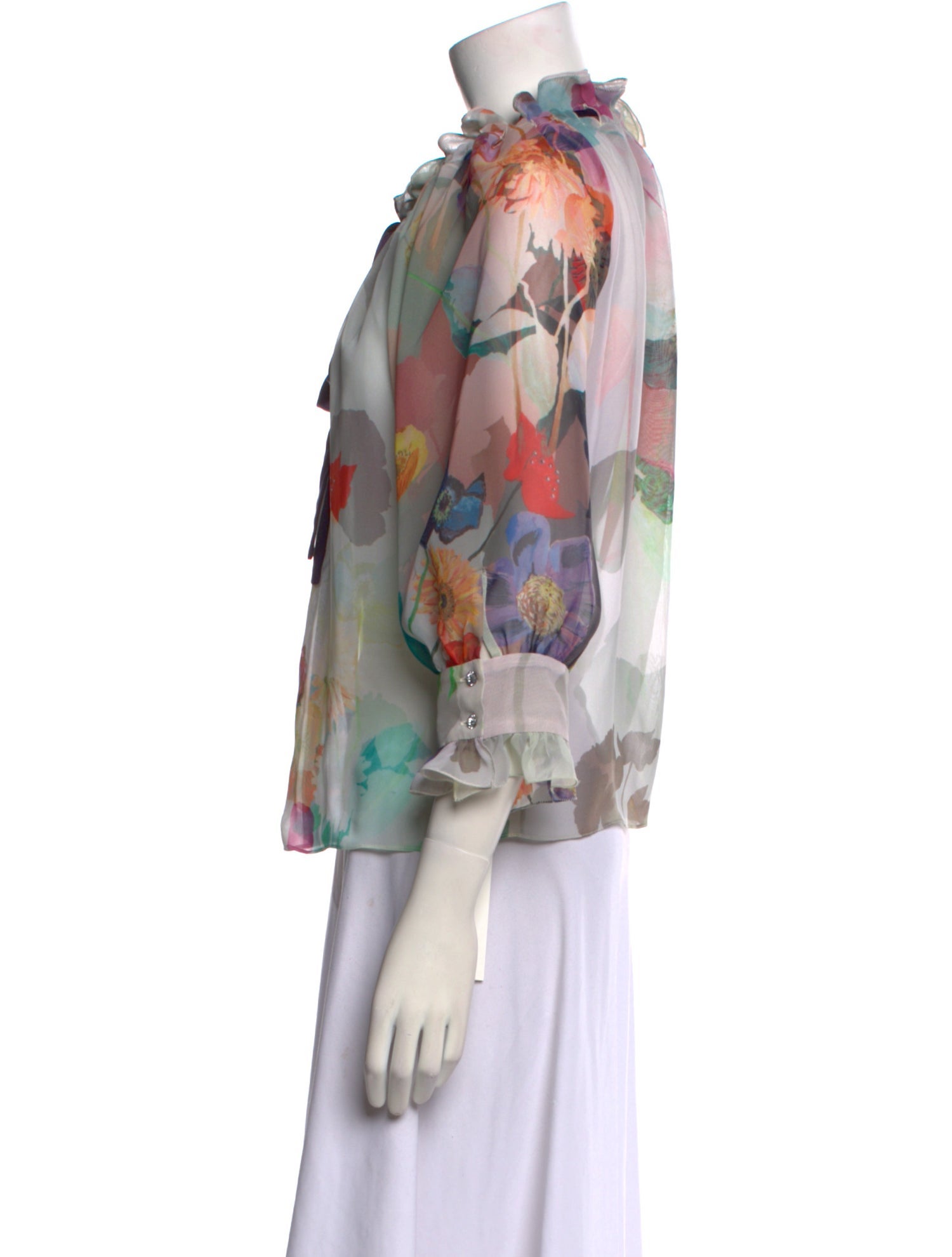Matthew Williamson Floral Print V-Neck Blouse
