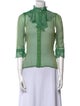 Matthew Williamson Silk Mock Neck Button-Up Top