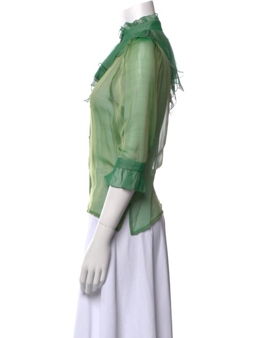 Matthew Williamson Silk Mock Neck Button-Up Top