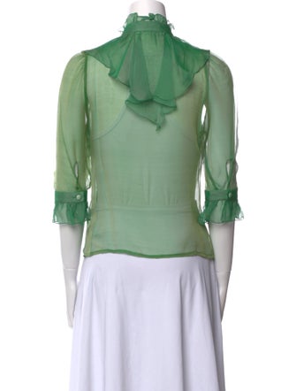 Matthew Williamson Silk Mock Neck Button-Up Top