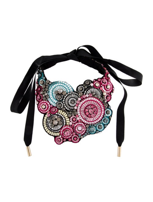 Matthew Williamson Crystal Embellished Leather Collar Necklace