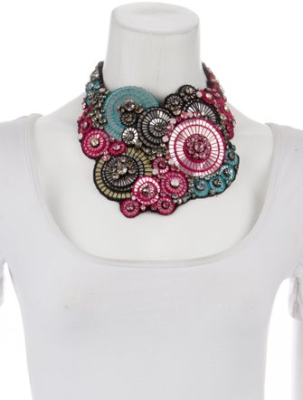 Matthew Williamson Crystal Embellished Leather Collar Necklace