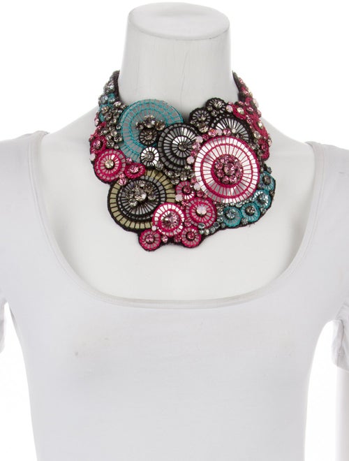 Matthew Williamson Crystal Embellished Leather Collar Necklace