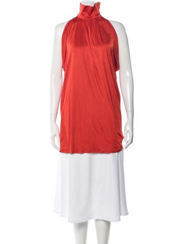 Pre-owned Matthew Williamson Turtleneck Sleeveless Top In Orange