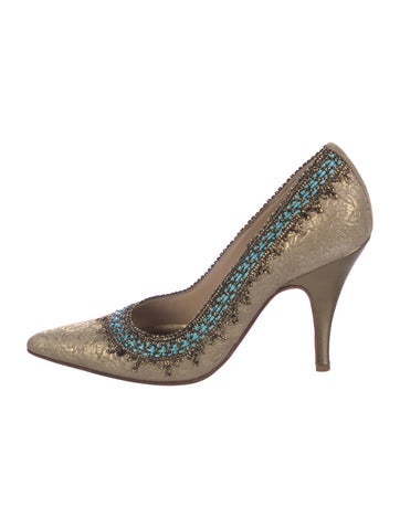 Pre-owned Matthew Williamson Suede Patterned Pumps In Silver