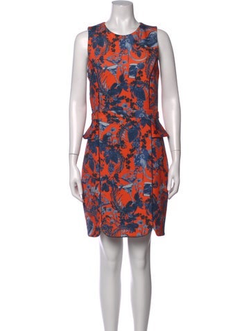 Pre-owned Matthew Williamson Floral Print Mini Dress In Orange