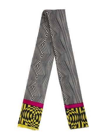 Pre-owned Matthew Williamson Silk Graphic Print Scarf In Black
