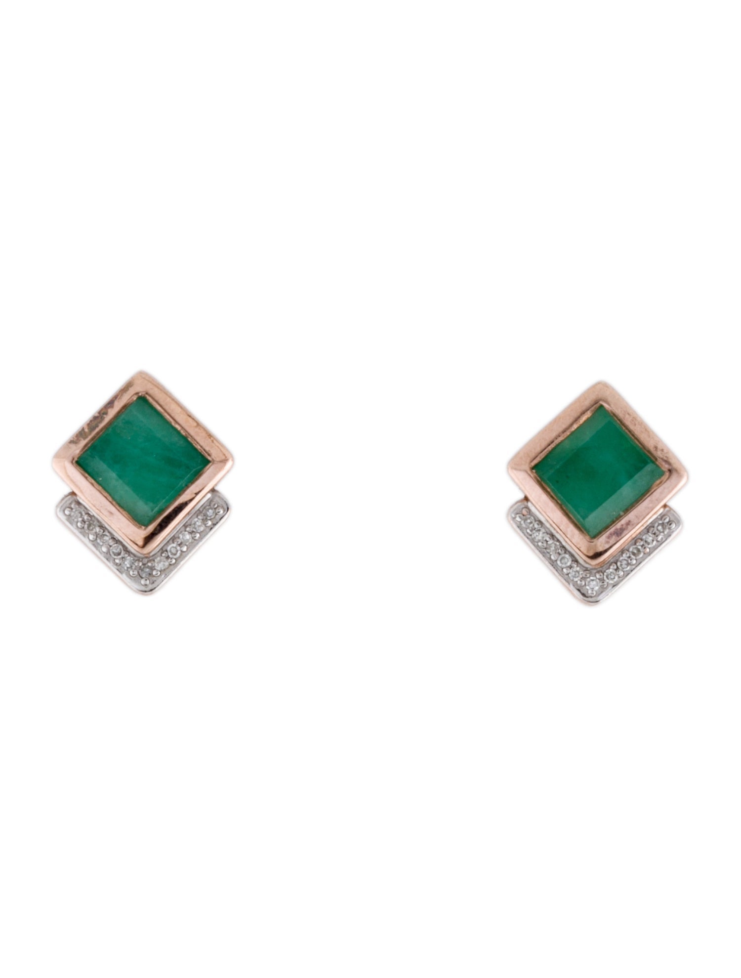 Monica Vinader Emerald & Diamond Stud Earrings
