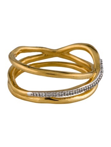 Monica Vinader Band Diamond Riva Crossover Ring 8