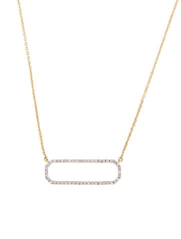 Monica Vinader Pendant Necklace Diamond Nadia Rectangle Open