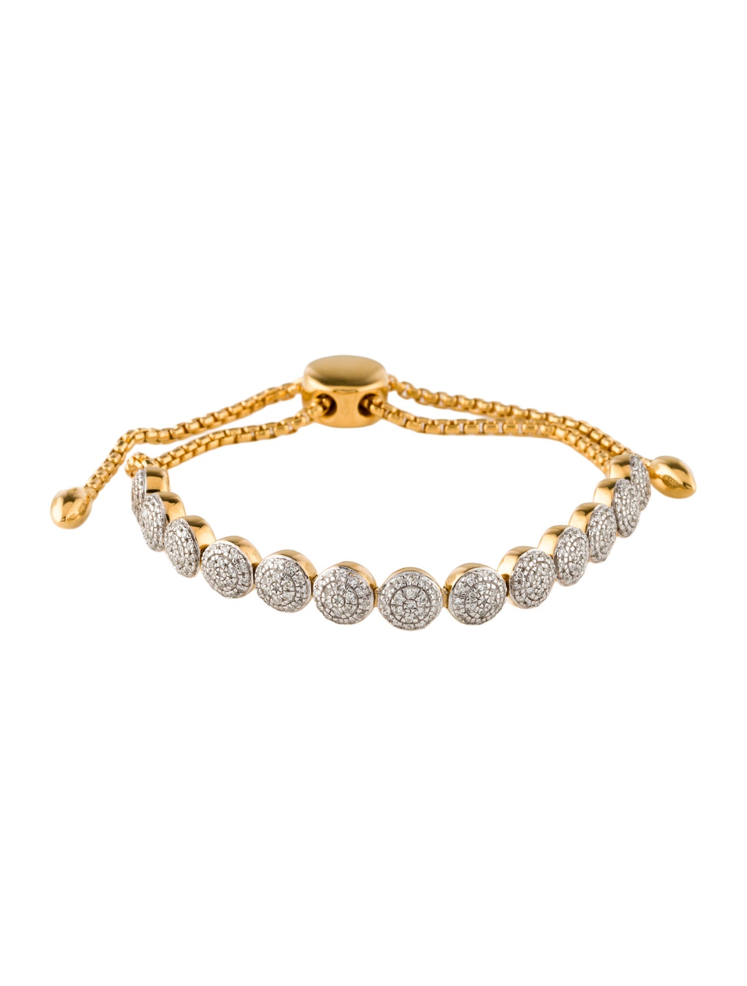Monica Vinader Diamond Fiji Mini Button Friendship Link Bracelet